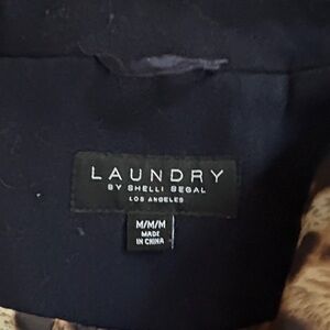 Laundry by Shelli Segal Navy and Tan swing pea coat